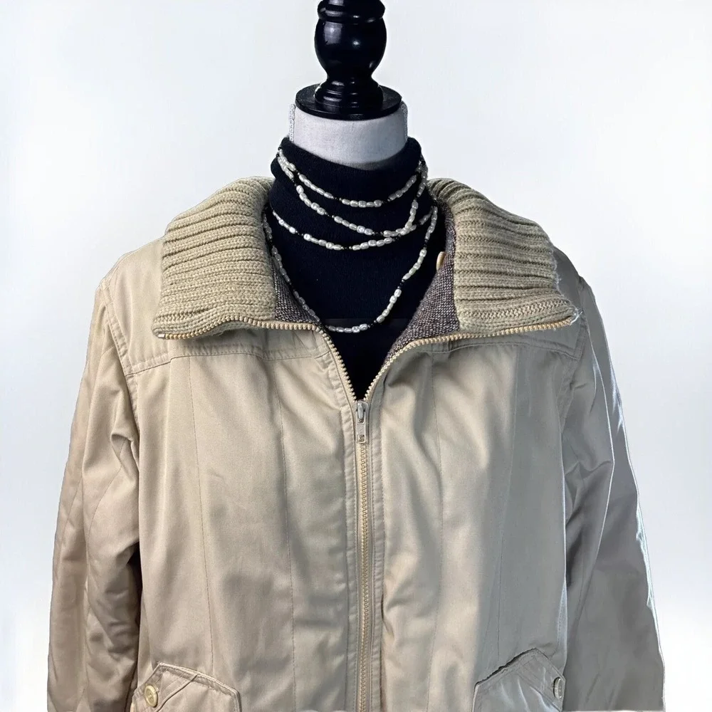 Vintage Chore Coat Tweed Lined Jacket 8/S Beige Big Pockets Farm‎ Warm